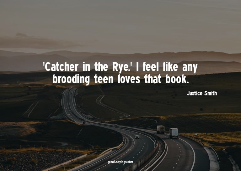 'Catcher in the Rye.' I feel like any brooding teen lov