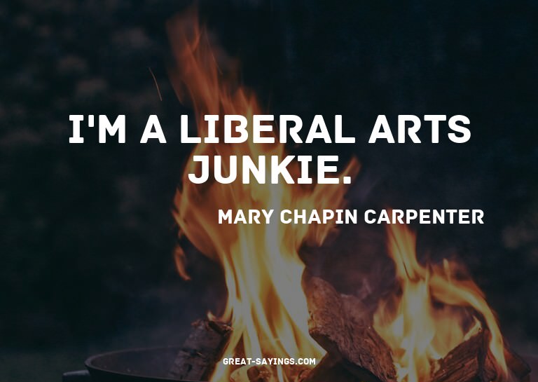 I'm a liberal arts junkie.

