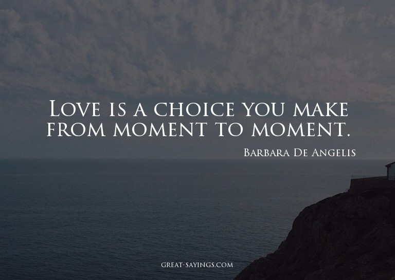 Love is a choice you make from moment to moment.

