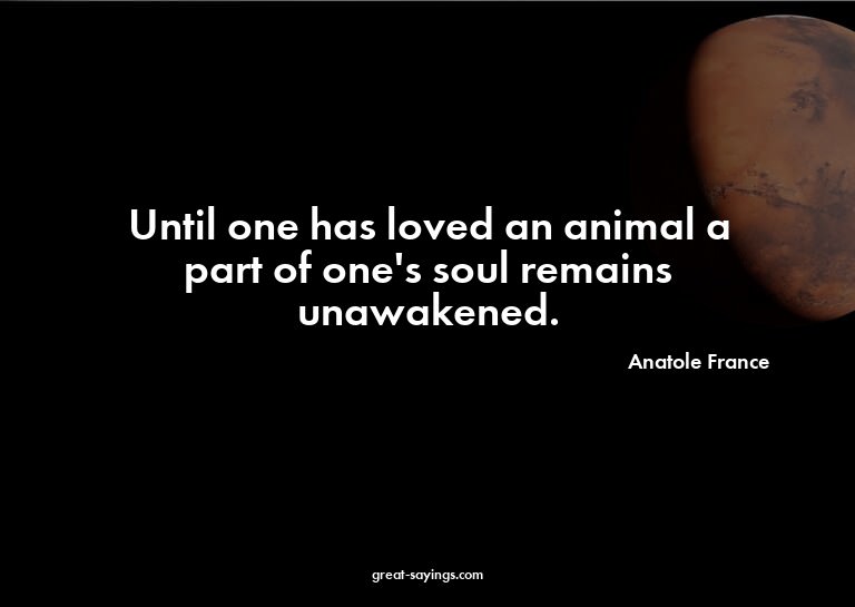 Until one has loved an animal a part of one's soul rema