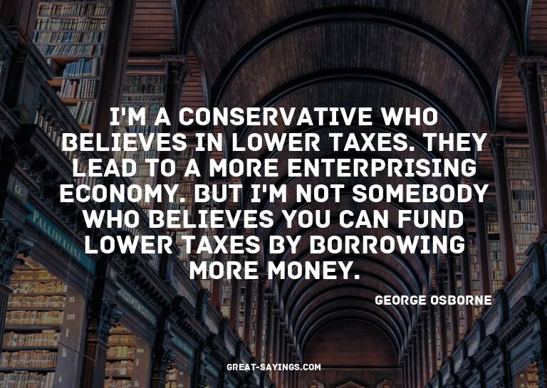 I'm a Conservative who believes in lower taxes. They le