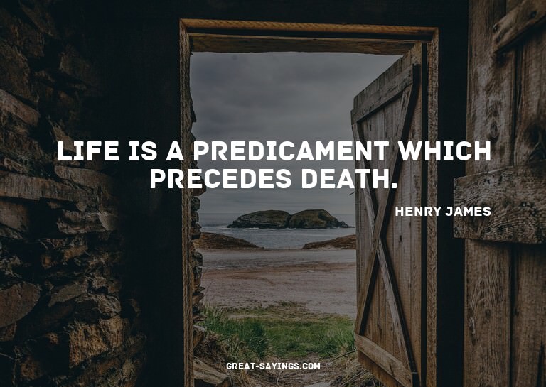 Life is a predicament which precedes death.

