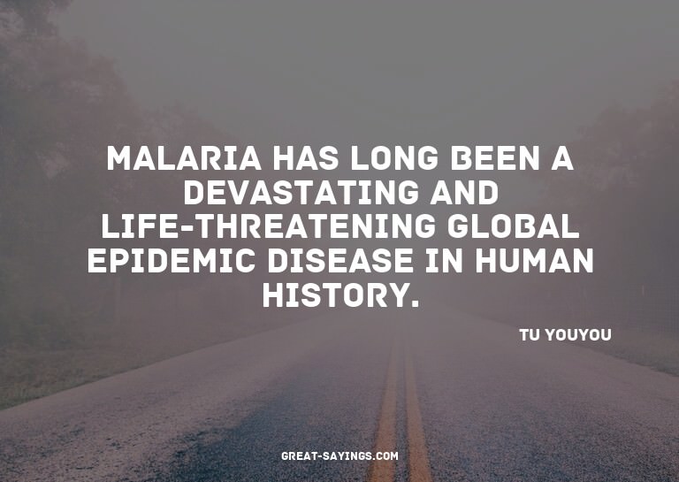 Malaria has long been a devastating and life-threatenin