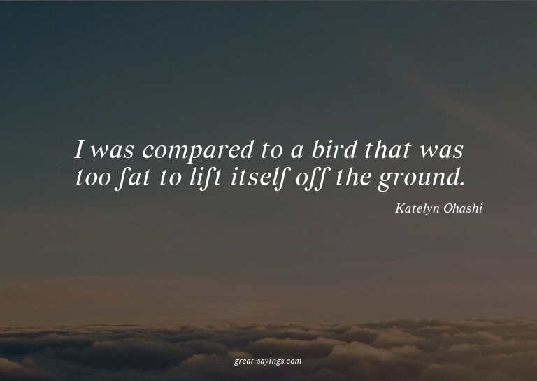 I was compared to a bird that was too fat to lift itsel