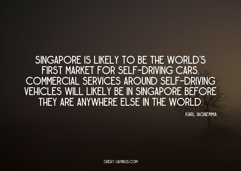 Singapore is likely to be the world's first market for