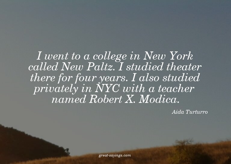 I went to a college in New York called New Paltz. I stu