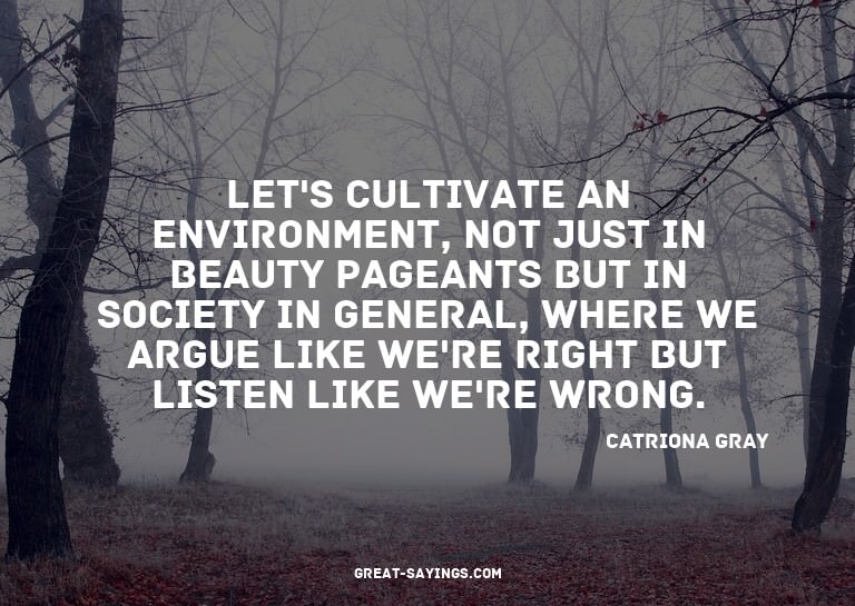 Let's cultivate an environment, not just in beauty page