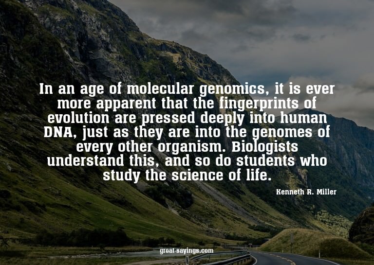 In an age of molecular genomics, it is ever more appare