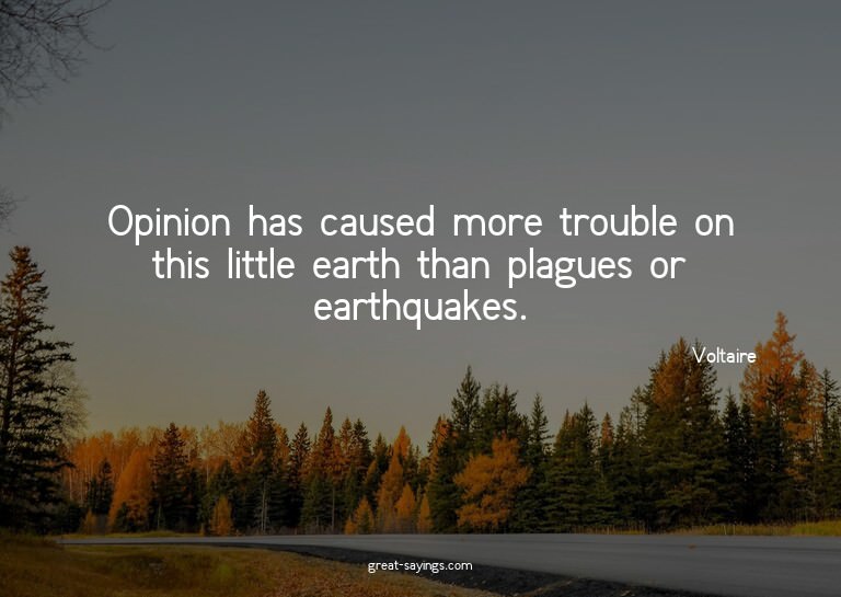 Opinion has caused more trouble on this little earth th