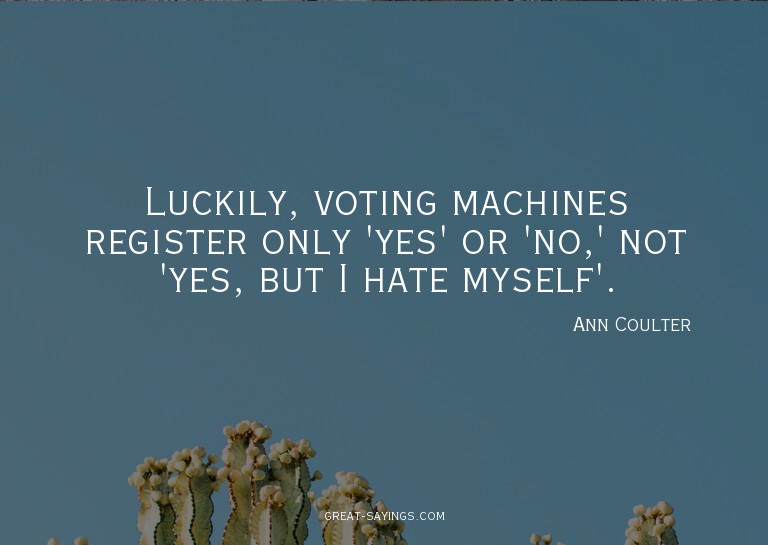 Luckily, voting machines register only 'yes' or 'no,' n