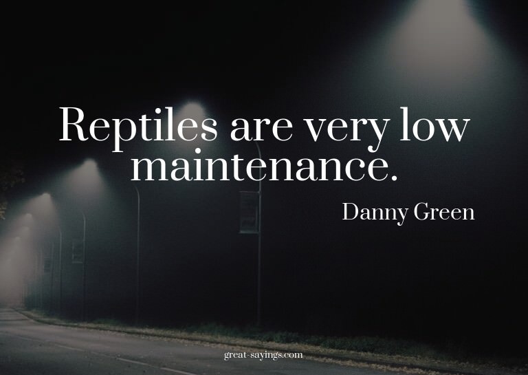 Reptiles are very low maintenance.

