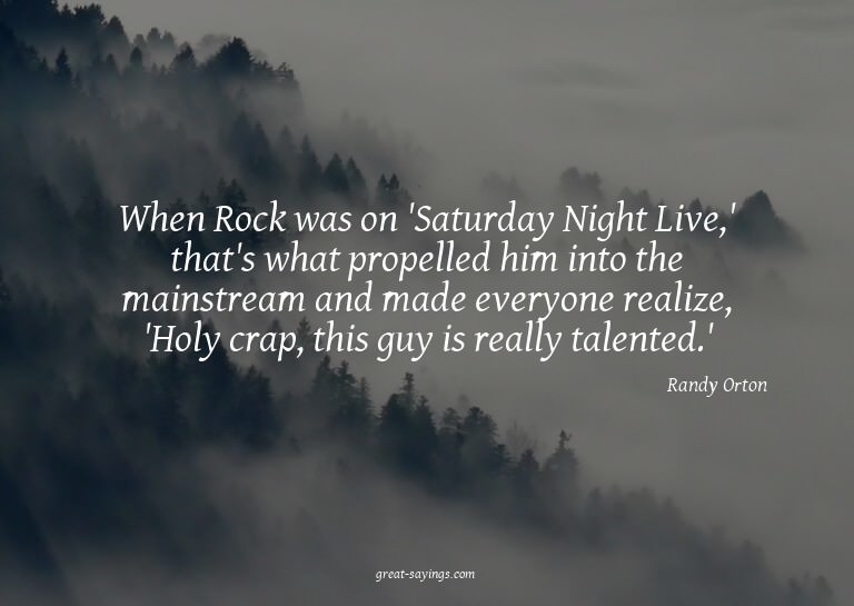 When Rock was on 'Saturday Night Live,' that's what pro