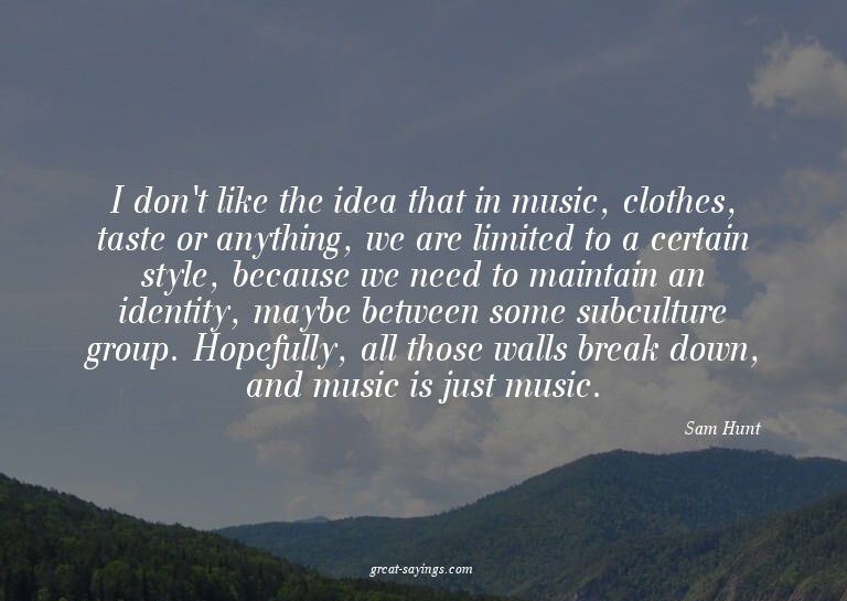 I don't like the idea that in music, clothes, taste or