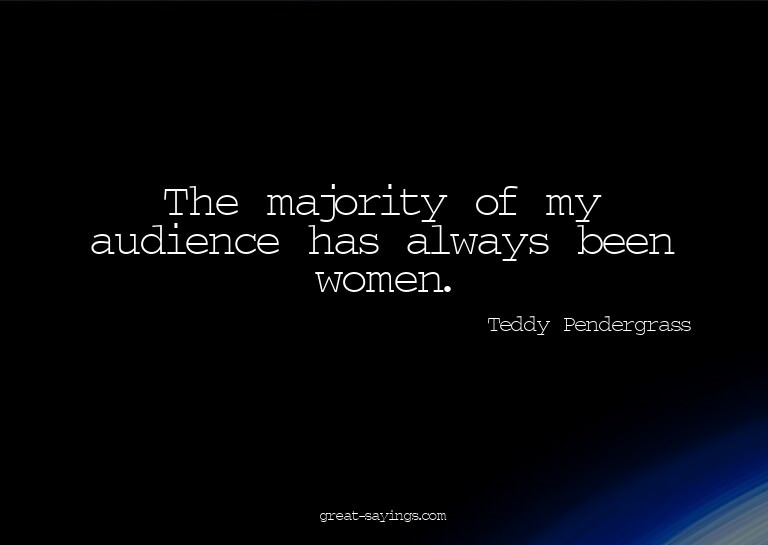 The majority of my audience has always been women.

