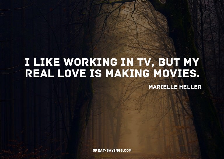 I like working in TV, but my real love is making movies