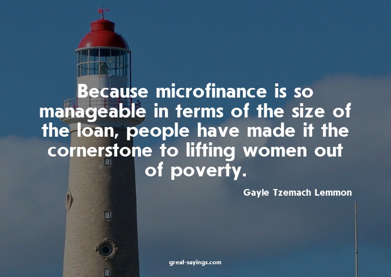 Because microfinance is so manageable in terms of the s