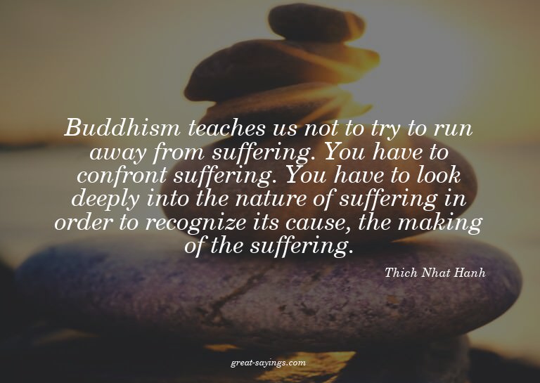 Buddhism teaches us not to try to run away from sufferi