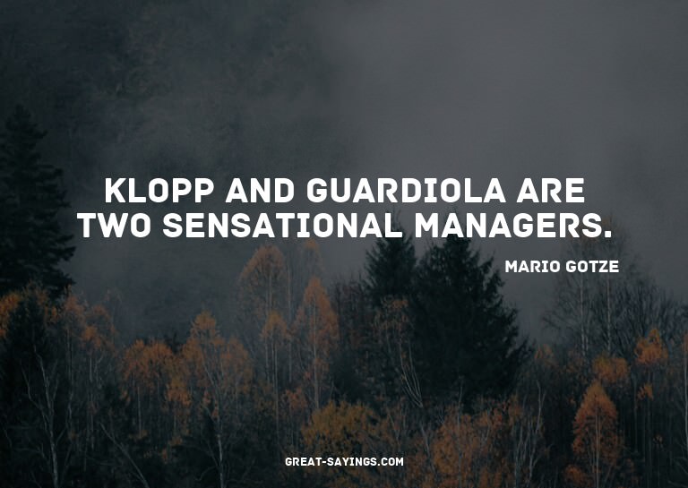 Klopp and Guardiola are two sensational managers.

