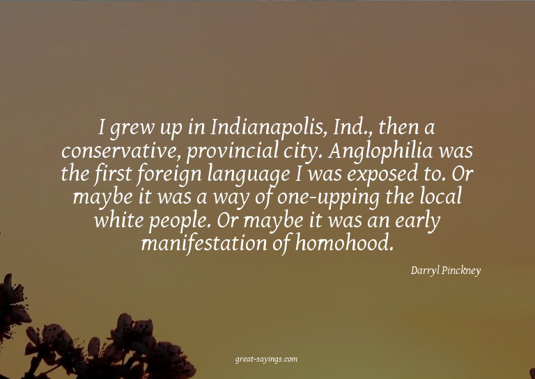 I grew up in Indianapolis, Ind., then a conservative, p