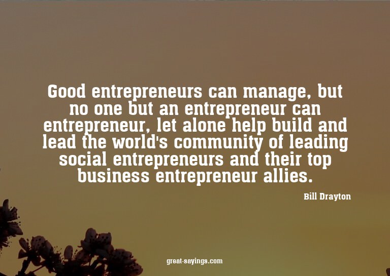 Good entrepreneurs can manage, but no one but an entrep