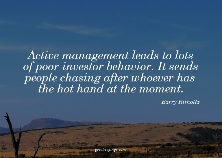 Active management leads to lots of poor investor behavi