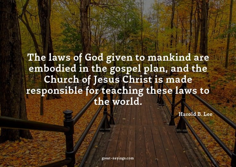 The laws of God given to mankind are embodied in the go