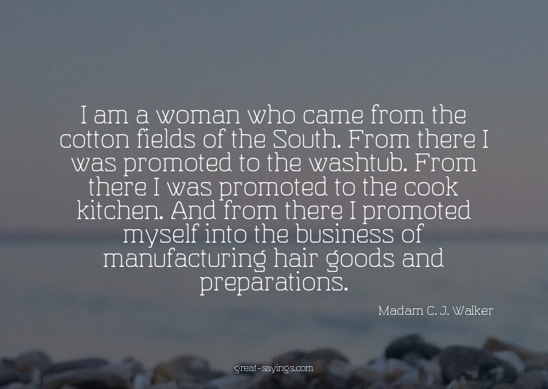 I am a woman who came from the cotton fields of the Sou