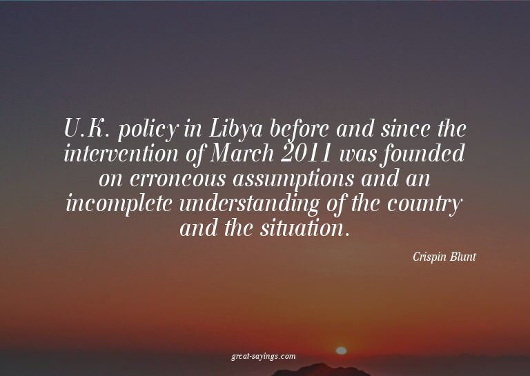 U.K. policy in Libya before and since the intervention