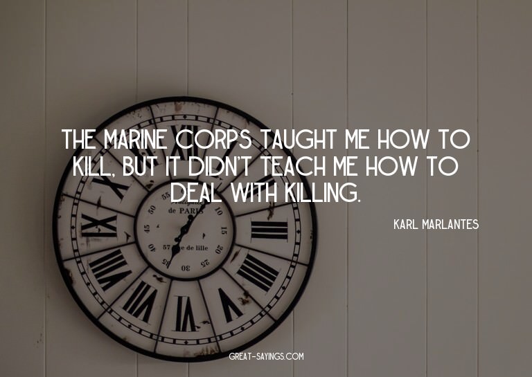 The Marine Corps taught me how to kill, but it didn't t