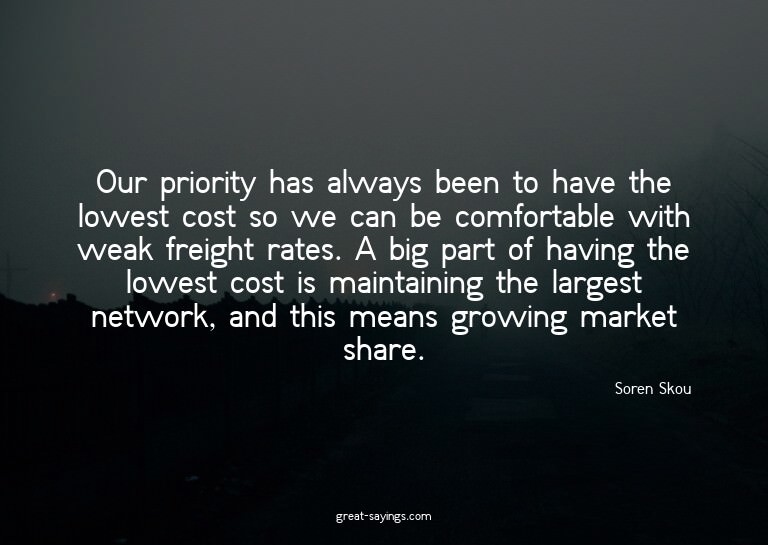 Our priority has always been to have the lowest cost so