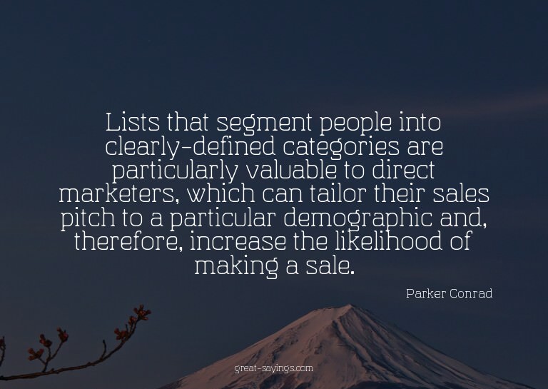Lists that segment people into clearly-defined categori