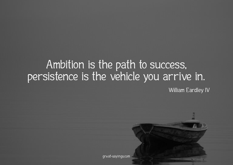 Ambition is the path to success, persistence is the veh