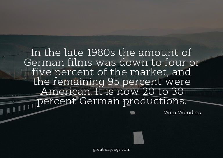 In the late 1980s the amount of German films was down t
