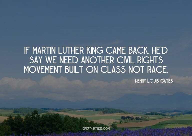If Martin Luther King came back, he'd say we need anoth
