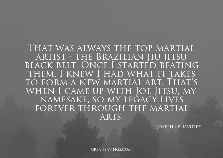 That was always the top martial artist - the Brazilian