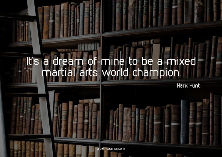 It's a dream of mine to be a mixed martial arts world c