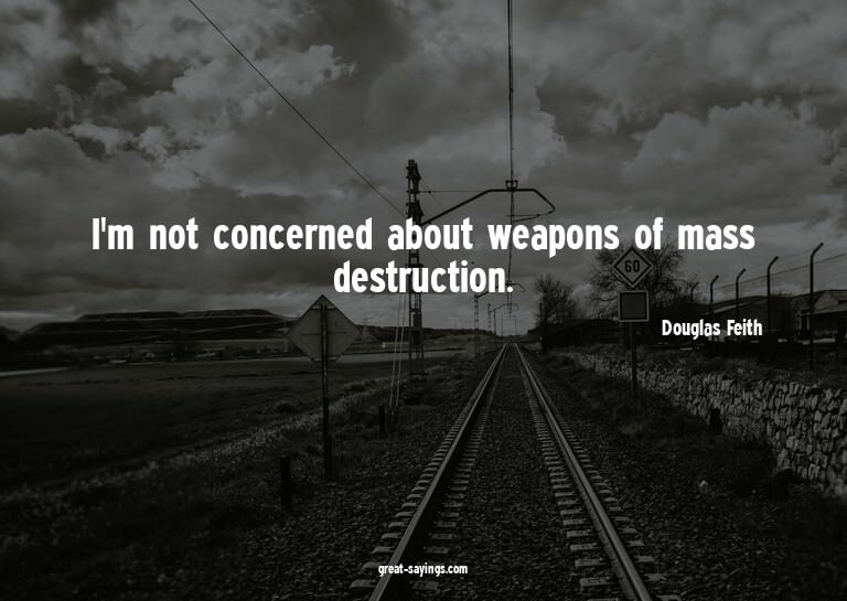 I'm not concerned about weapons of mass destruction.

