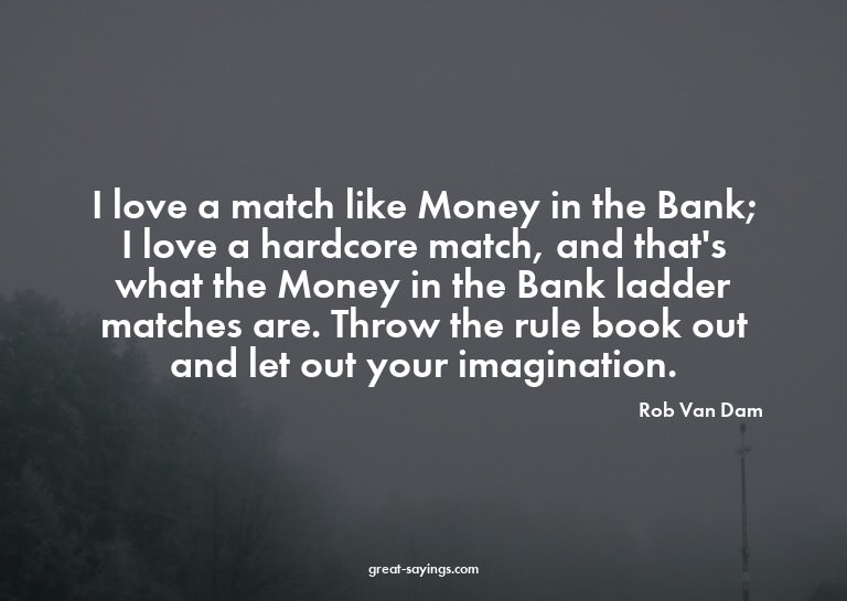 I love a match like Money in the Bank; I love a hardcor