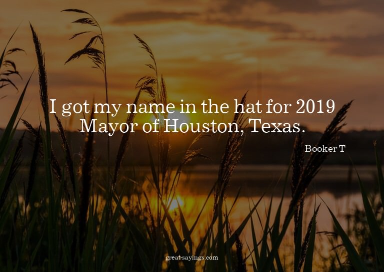 I got my name in the hat for 2019 Mayor of Houston, Tex
