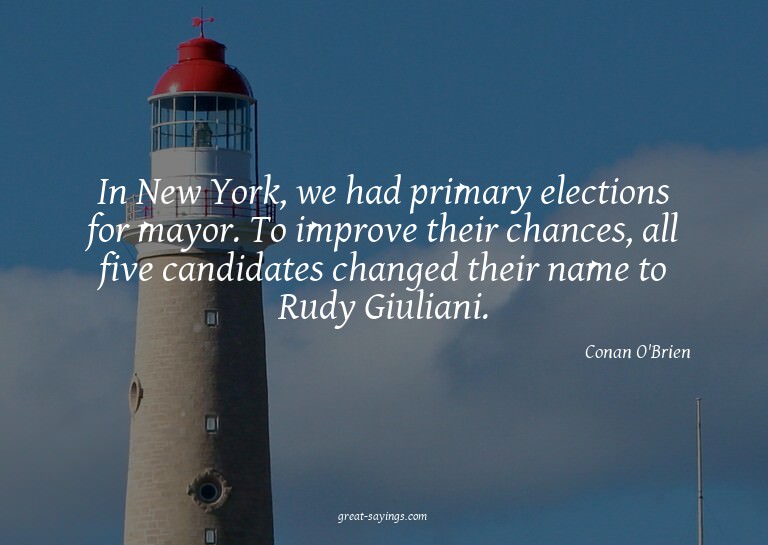 In New York, we had primary elections for mayor. To imp