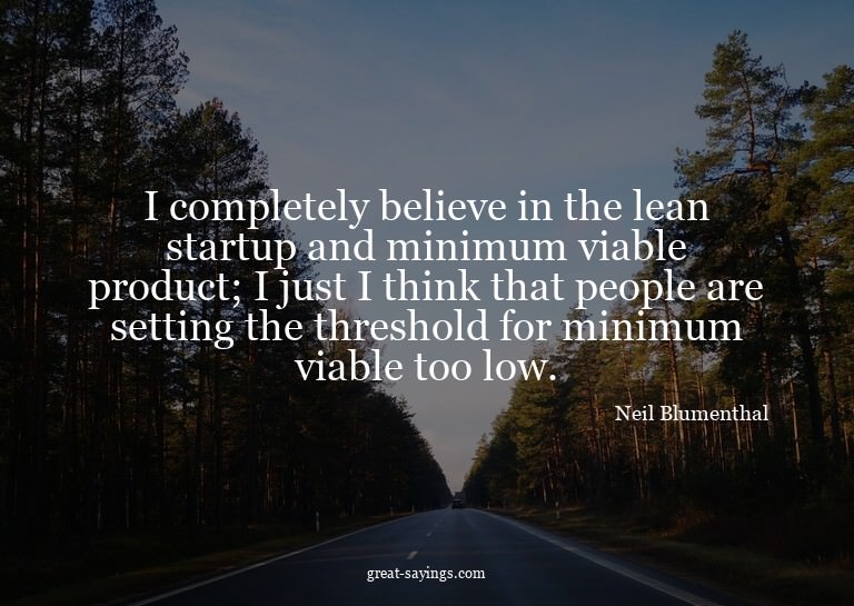 I completely believe in the lean startup and minimum vi