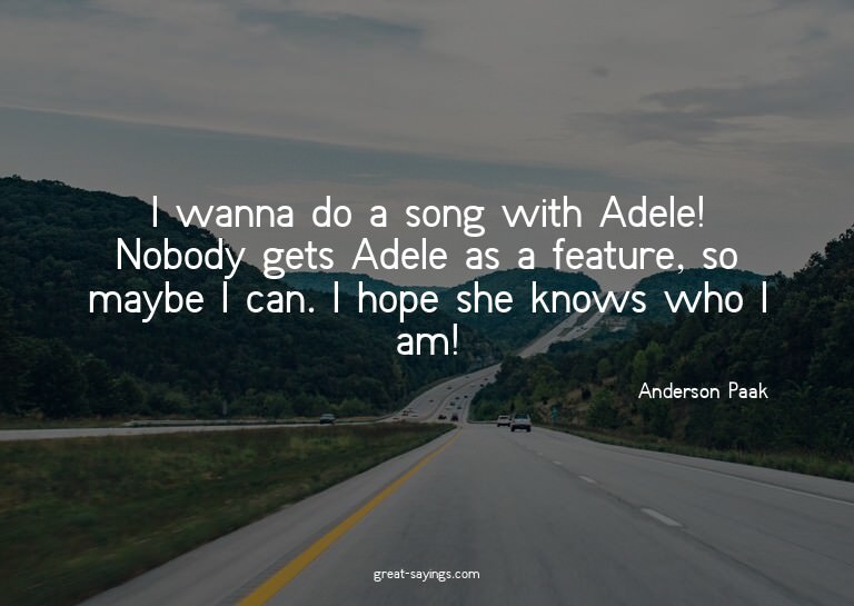 I wanna do a song with Adele! Nobody gets Adele as a fe