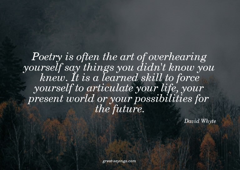 Poetry is often the art of overhearing yourself say thi