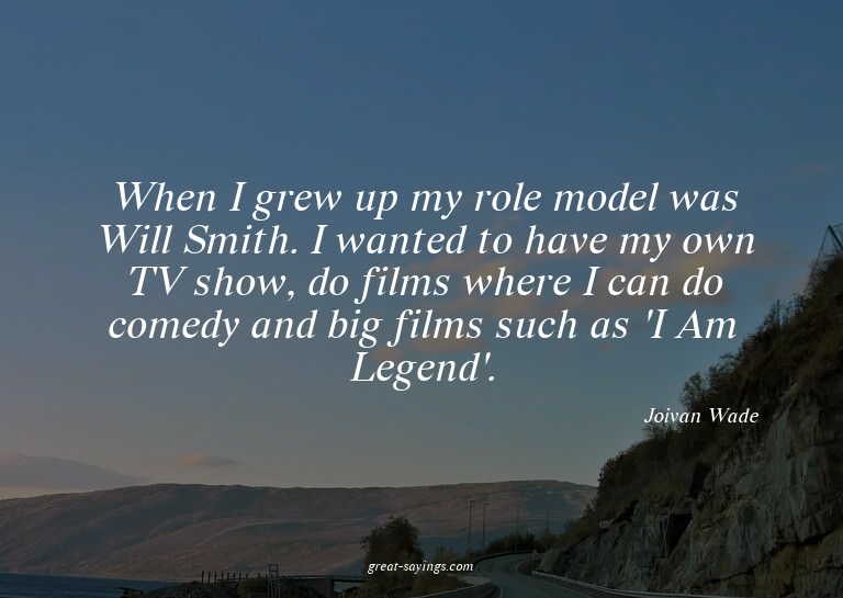 When I grew up my role model was Will Smith. I wanted t