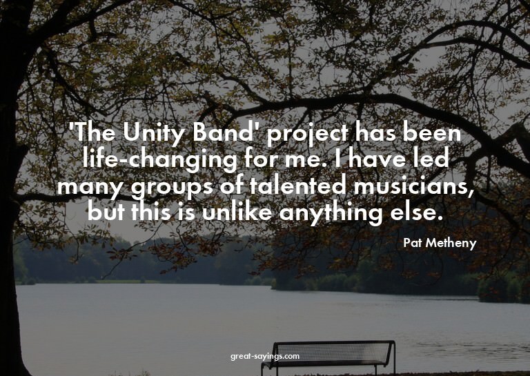 'The Unity Band' project has been life-changing for me.