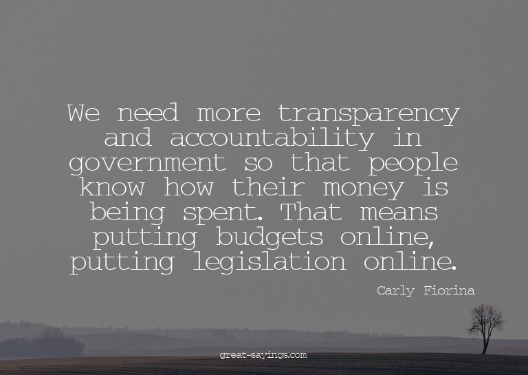 We need more transparency and accountability in governm
