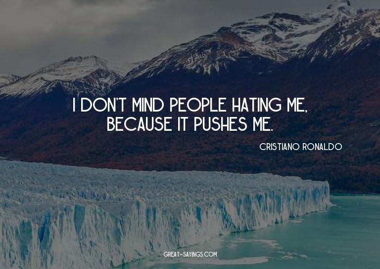 I don't mind people hating me, because it pushes me.

