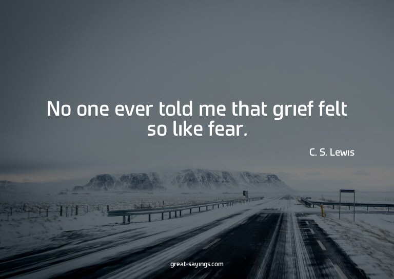 No one ever told me that grief felt so like fear.

