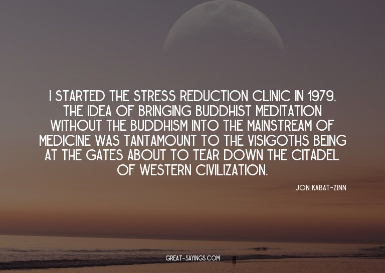 I started the Stress Reduction Clinic in 1979. The idea