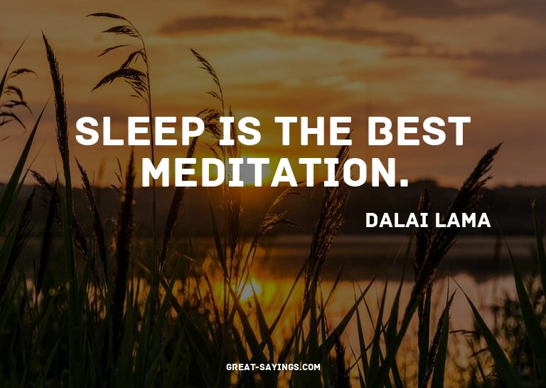 Sleep is the best meditation.

